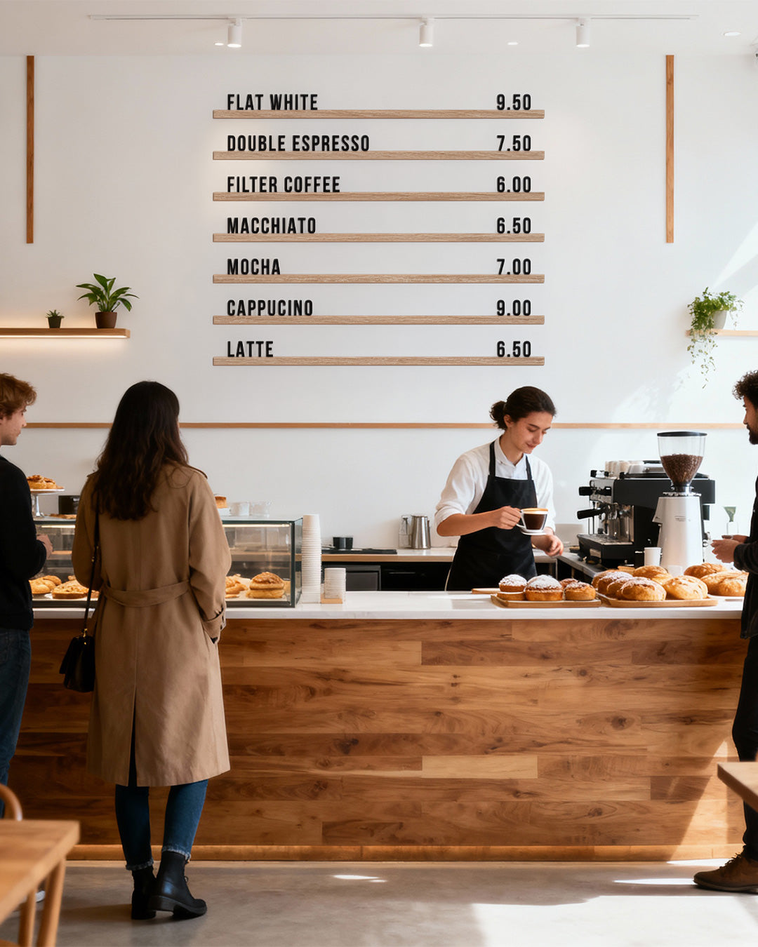 Ahşap Harf Menü Panosu | Kafe & Restoran İçin El Yapımı Raylı Set