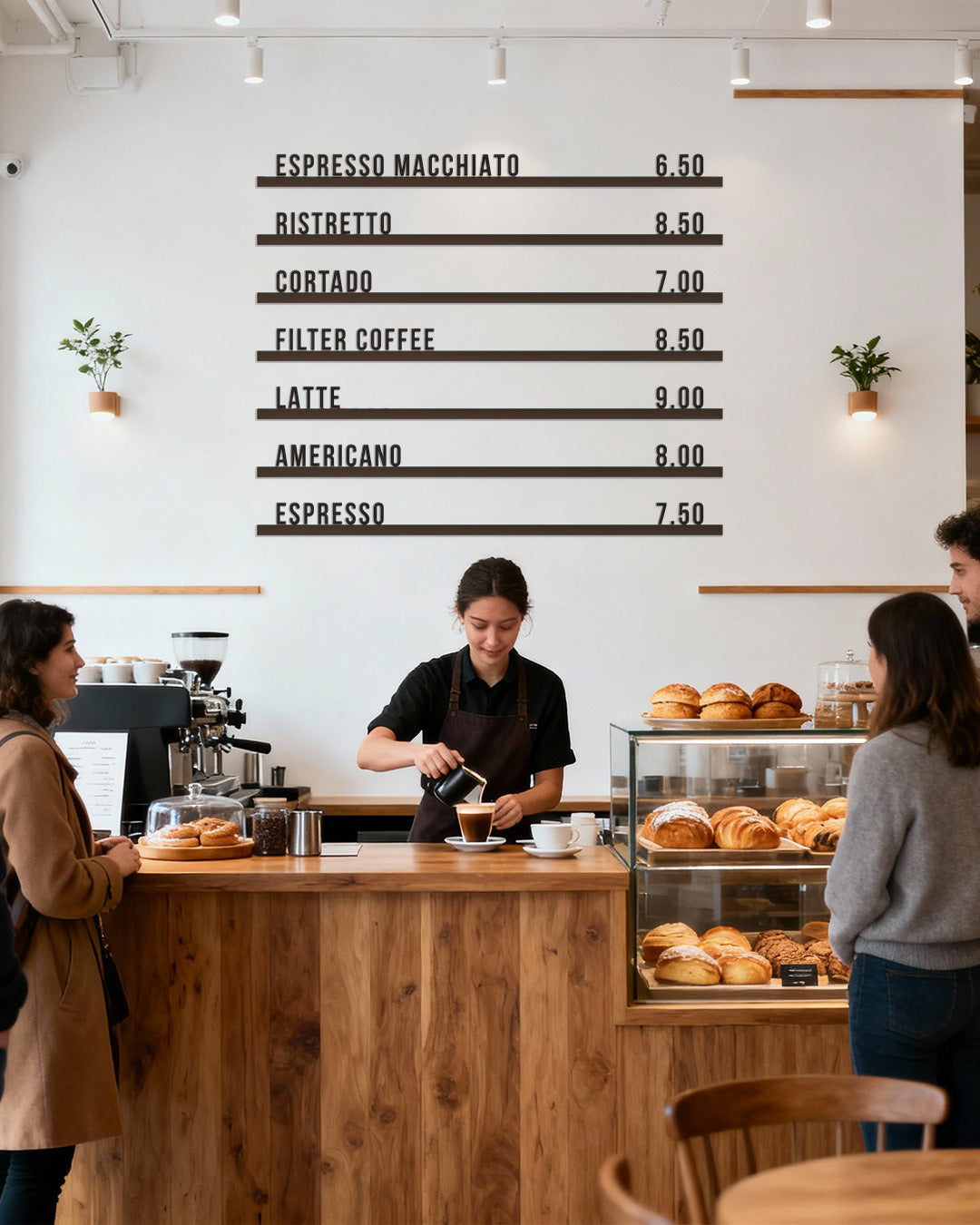 Ahşap Harf Menü Panosu | 5 Raylı Duvar Seti (100 cm)