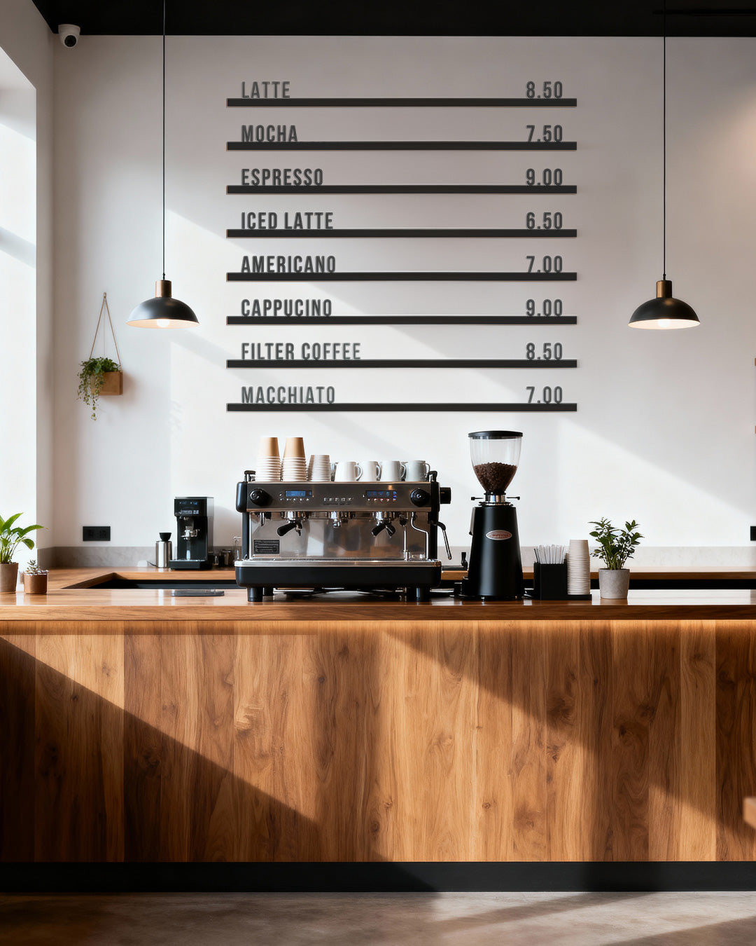 Ahşap Menü Panosu | Kafe & Restoran İçin Duvar Rayı ve Harf Seti