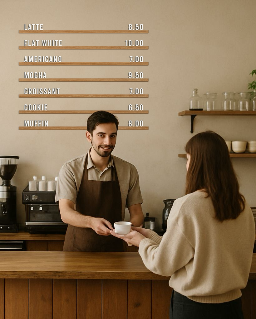 Ahşap Harf Menü Panosu | 5 Raylı Duvar Seti (100 cm)