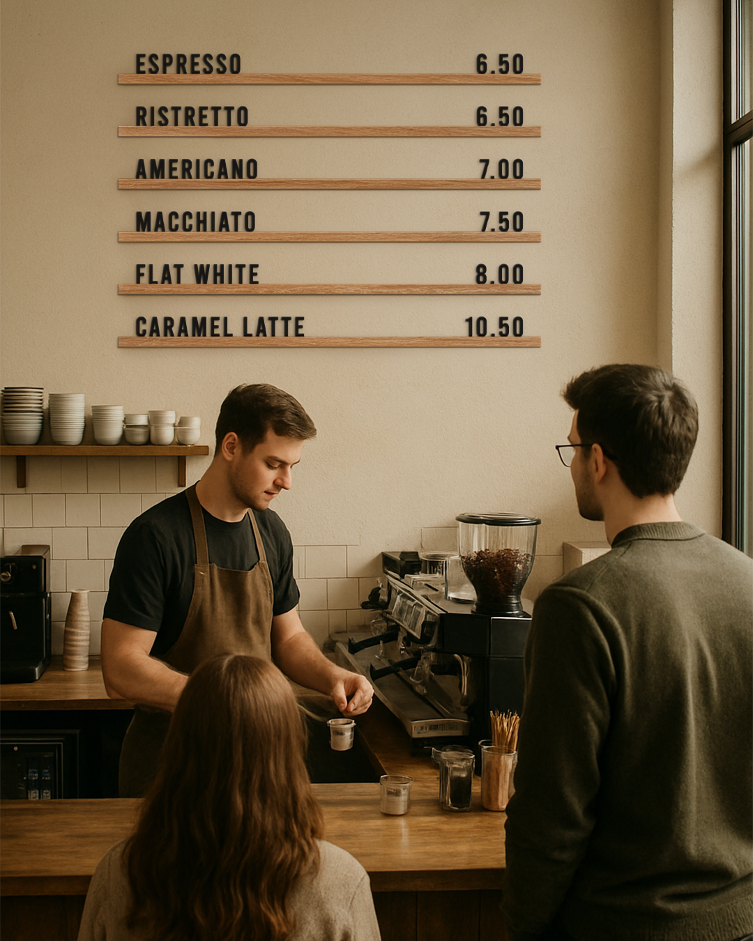 Ahşap Harf Menü Panosu | Kafe & Restoran İçin El Yapımı Raylı Set