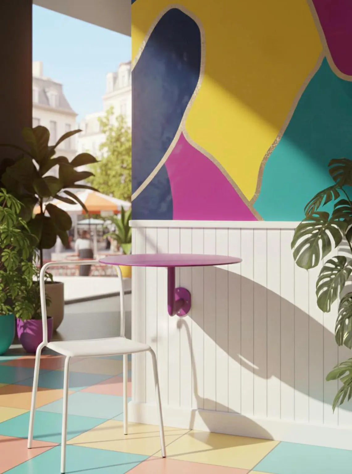 Duvara Monte Kafe Masası, Endüstriyel Metal Duvar Tipi Kafe Masası, Yer Tasarruflu Bistro Bar Tezgahı