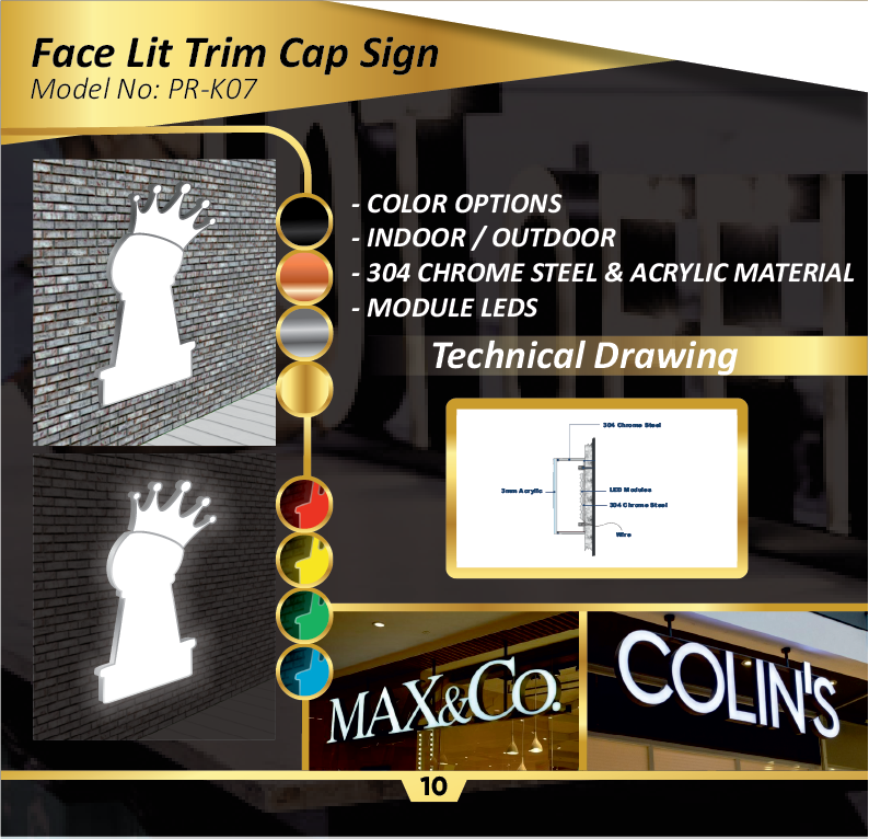 Face Lit Trim Cap Sign